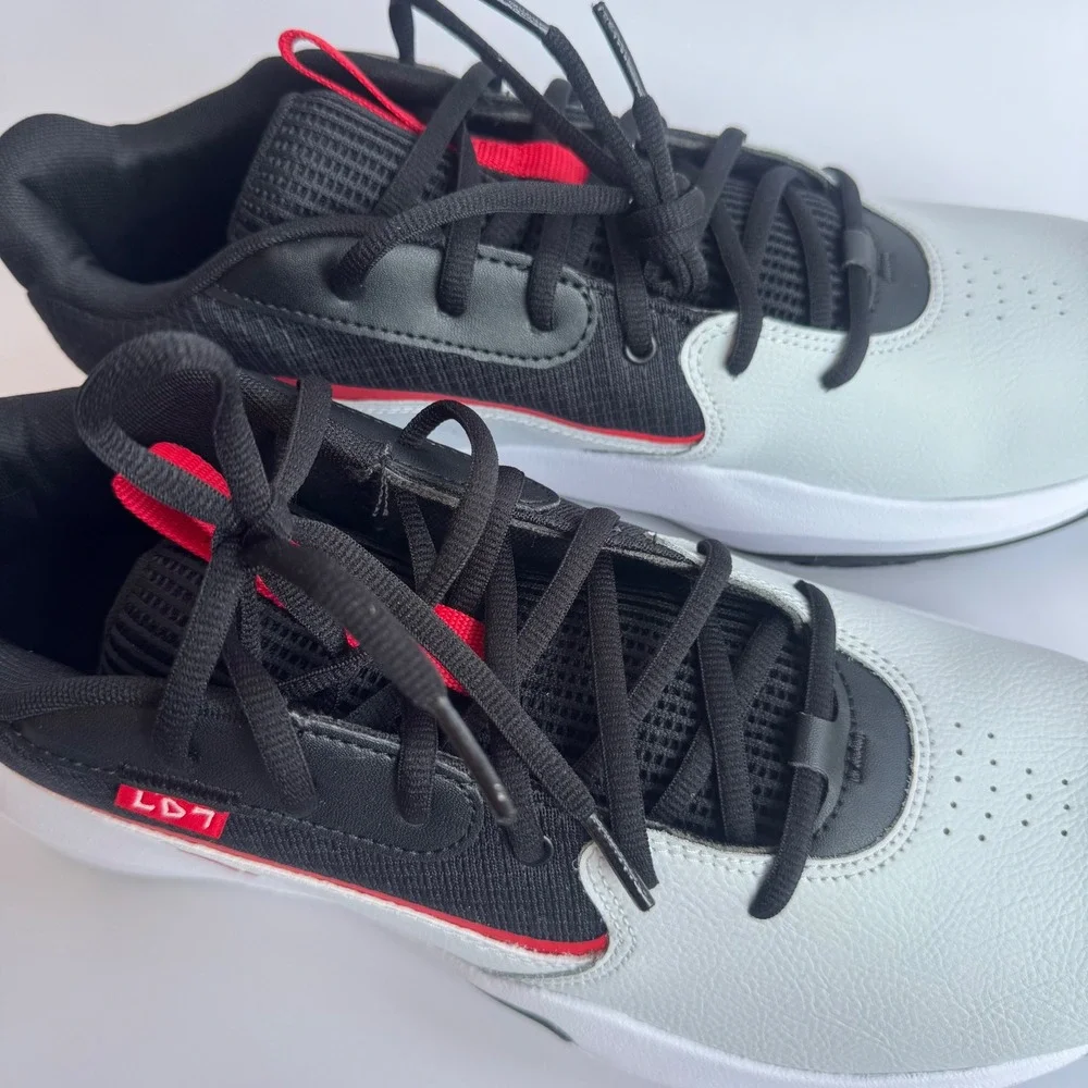 Under Armour UA Lockdown 7 Gray Red Black Mens Basketball Shoes Sneakers Size 13